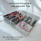Extra Large 16 Slots Acrylic Clear Photocard Storage Box Movable Divider Blocks Kpop Organizer